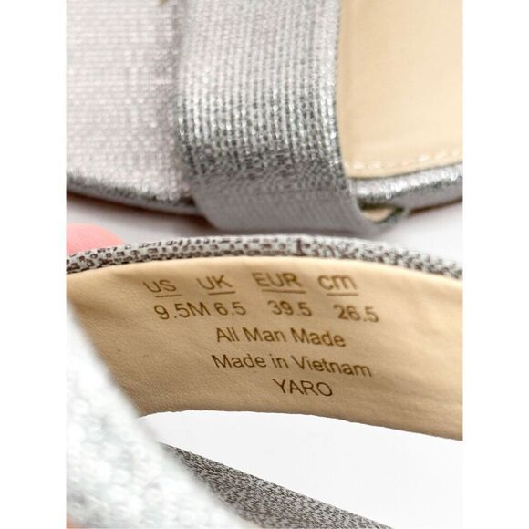 Sam‎ Edelman Sandals Womens Size 9.5 Silver Ankle Strap Metallic Block Heel - Picture 9 of 12